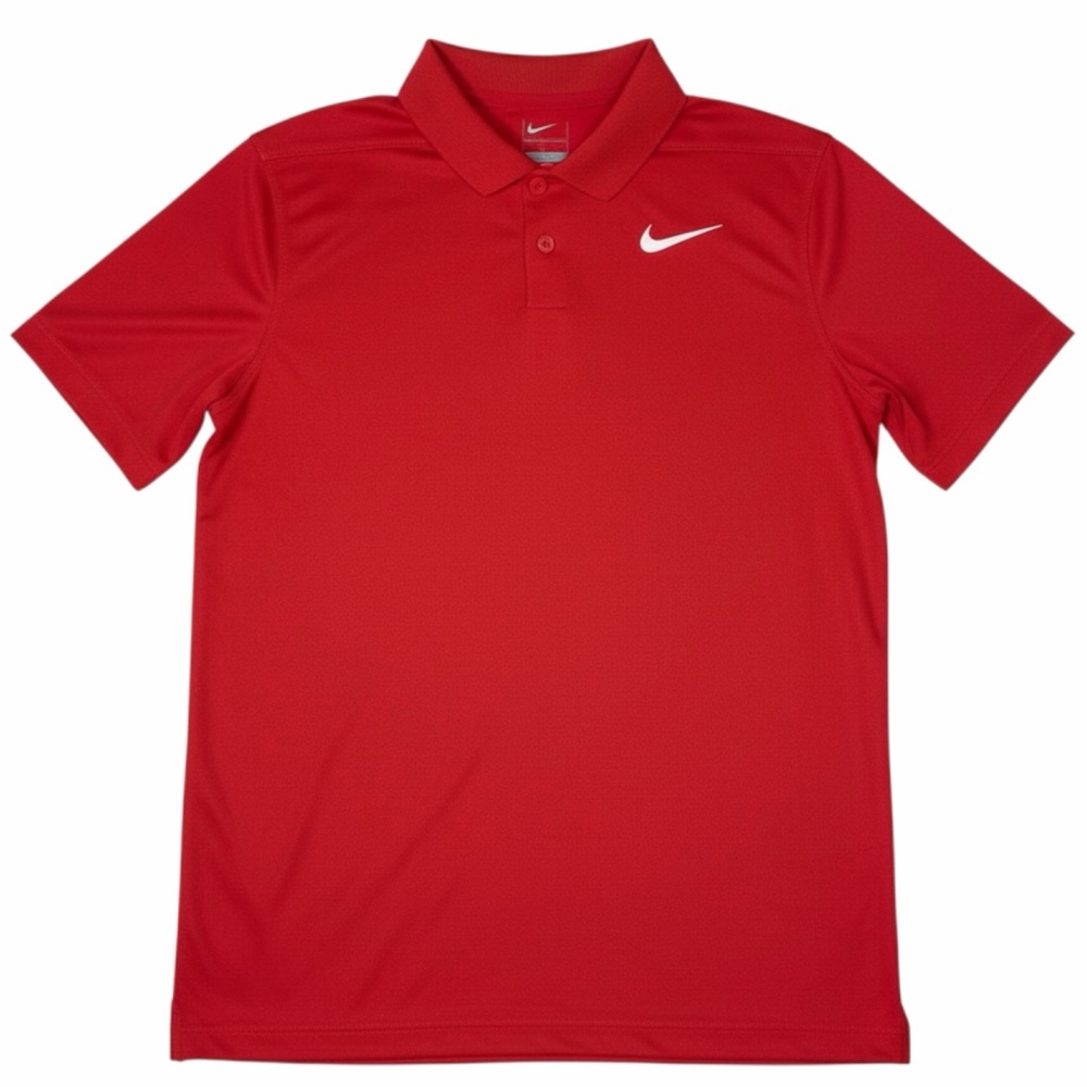 Nike Boys Polo Golf Shirt Top Swoosh Logo Slinky Knit Red L NWOT